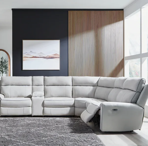 Social Pointe 6-Piece Reclining Sectional with Storage Console