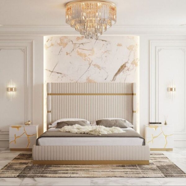 Gold king bed with stands